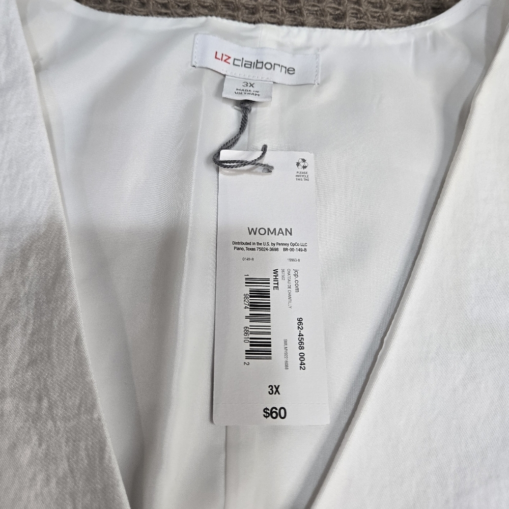 Women's Liz Claiborne White Vest Size 3X #28 - Picture 6 of 7